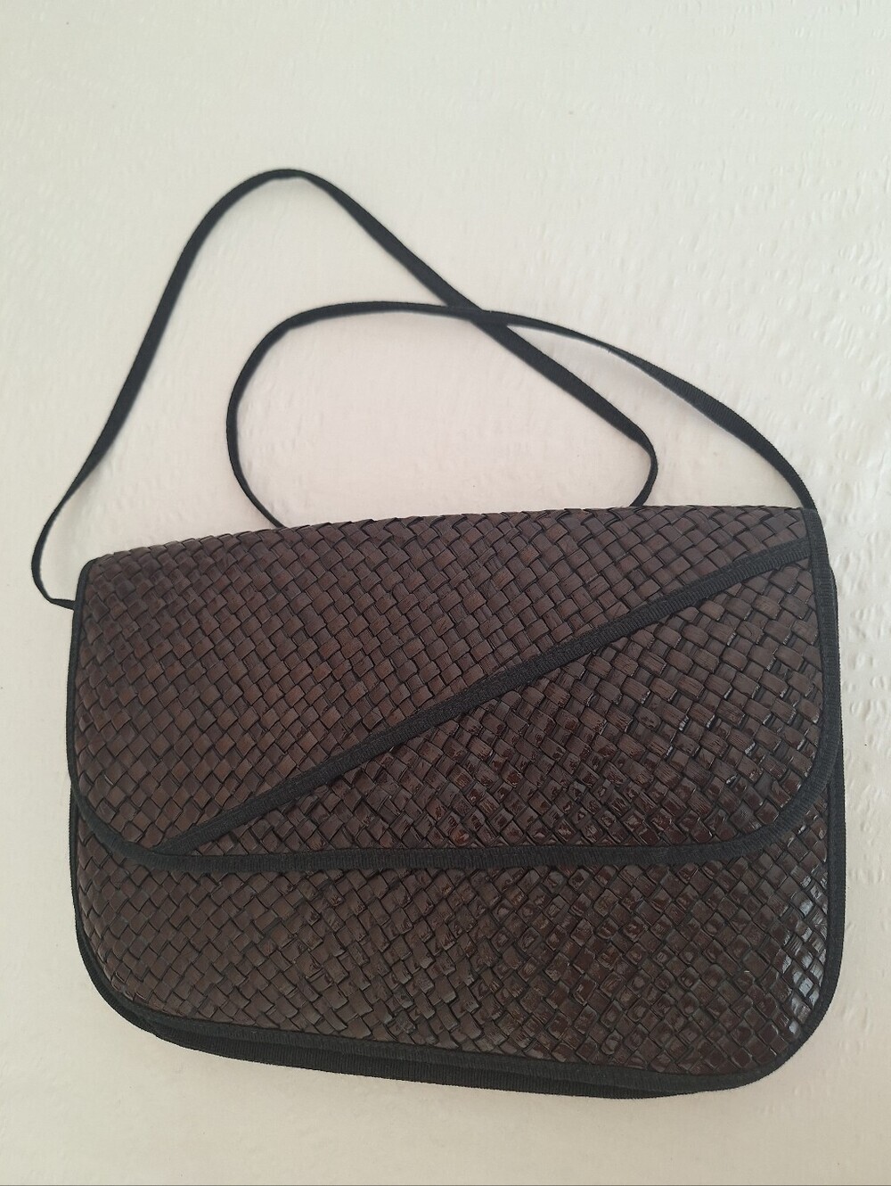 Vintage Franco Ollani Woven Shoulder Bag in Dark Brown